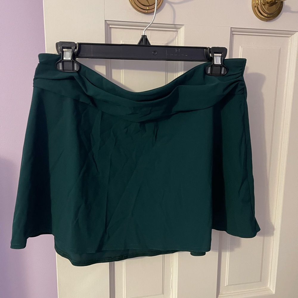 Karla Colletto Ruched Waistband Skirt, forest green size large